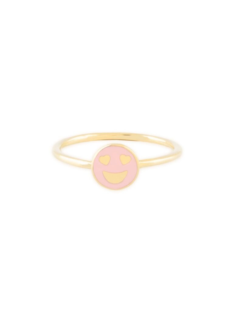 18K Gold Heart Eyes Emoji Ring