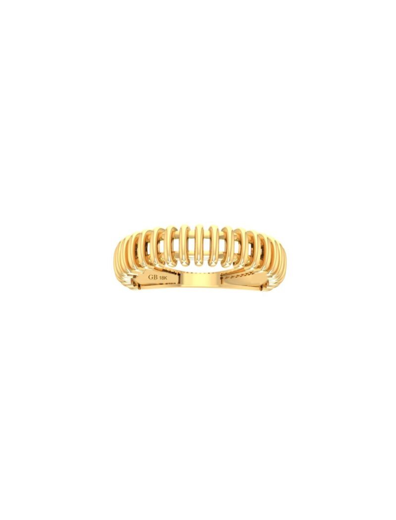 18K Gold Striped Classic Ring