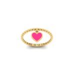 18K Gold Dangling Heart Charm Ring