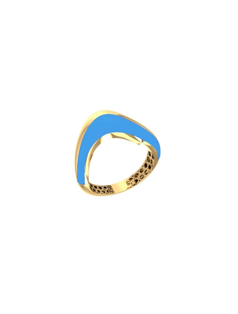 18K Gold Wedge Enamel Ring