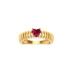 18K Gold Striped Heart Gem Ring