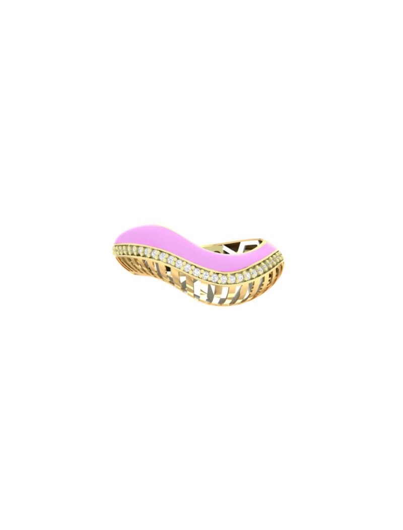 18K Gold Striped Wedge Enamel Ring