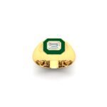 18K Gold Hexagon Gem Signet Ring