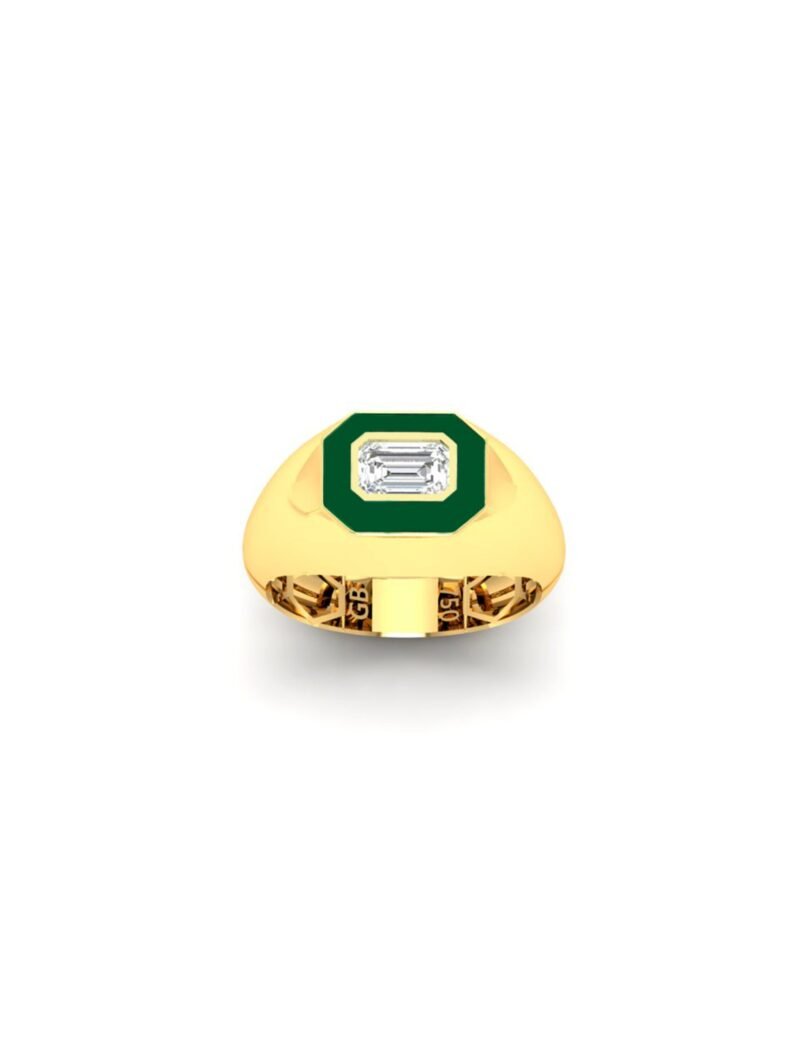 18K Gold Hexagon Gem Signet Ring