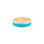 18K Gold Pavé Enamel Diamond Ring