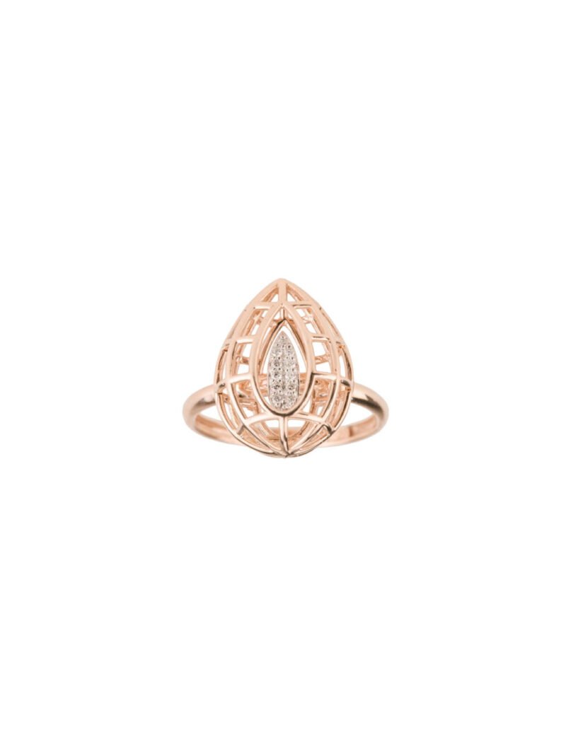 18K Gold Diamond "Drop" Cage Ring