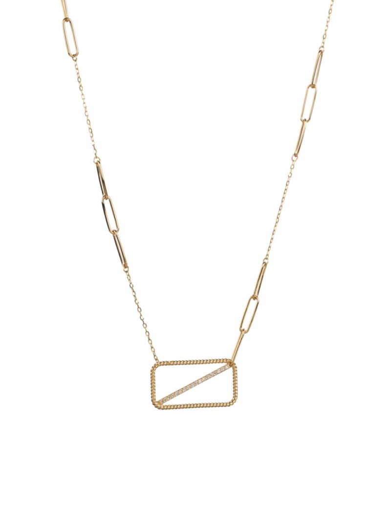 18K Gold Contrast Chain Diamond Necklace