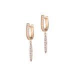 18K Gold Dangling Ellipse Charm Hoop Earrings