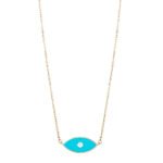 18K Gold Diamond Enamel Evil Eye Necklace