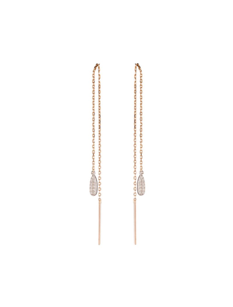 18K Gold Double-Sided Diamond "Drop" Earrings