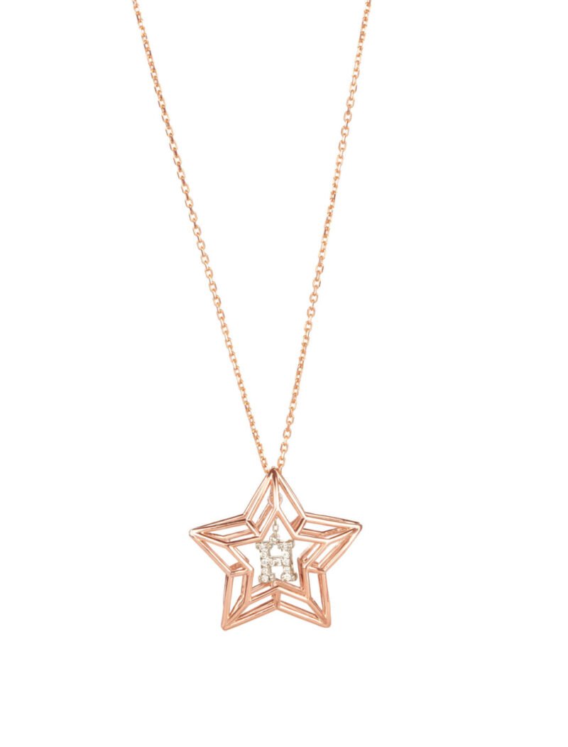 18K Gold Double-Sided Diamond "Exclusive Star" Cage Necklace