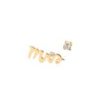 18K Gold Mrs Diamond Stud Earrings
