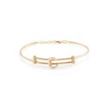 18K Gold Newborn Moving Sparkle Initial Bangle Bracelet
