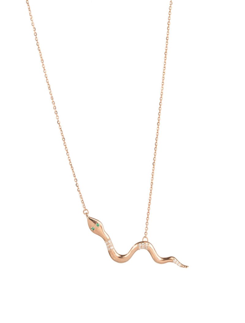 18K Gold Diamond Snake Necklace