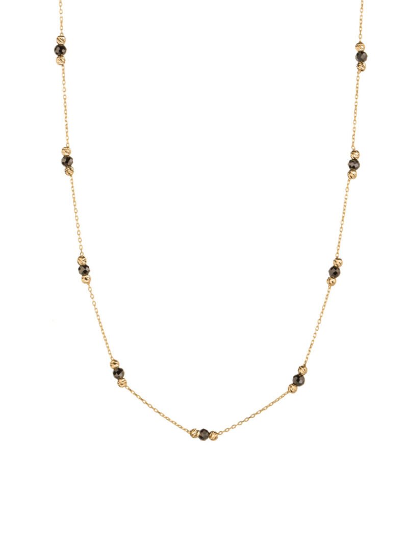 18k Gold Black Onyx Beads Necklace