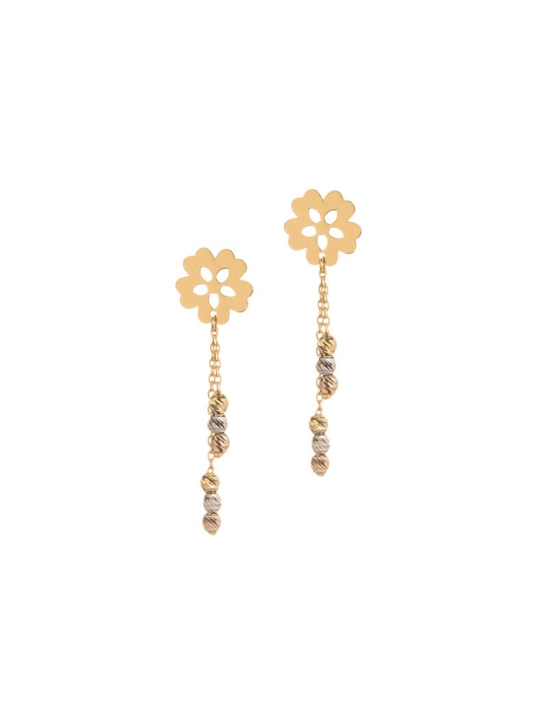18K Gold Flower Chain Earrings