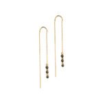 18K Gold Onyx Black Beads Chain Earrings