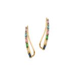 18K Gold Baguette Gems Cuff Earrings