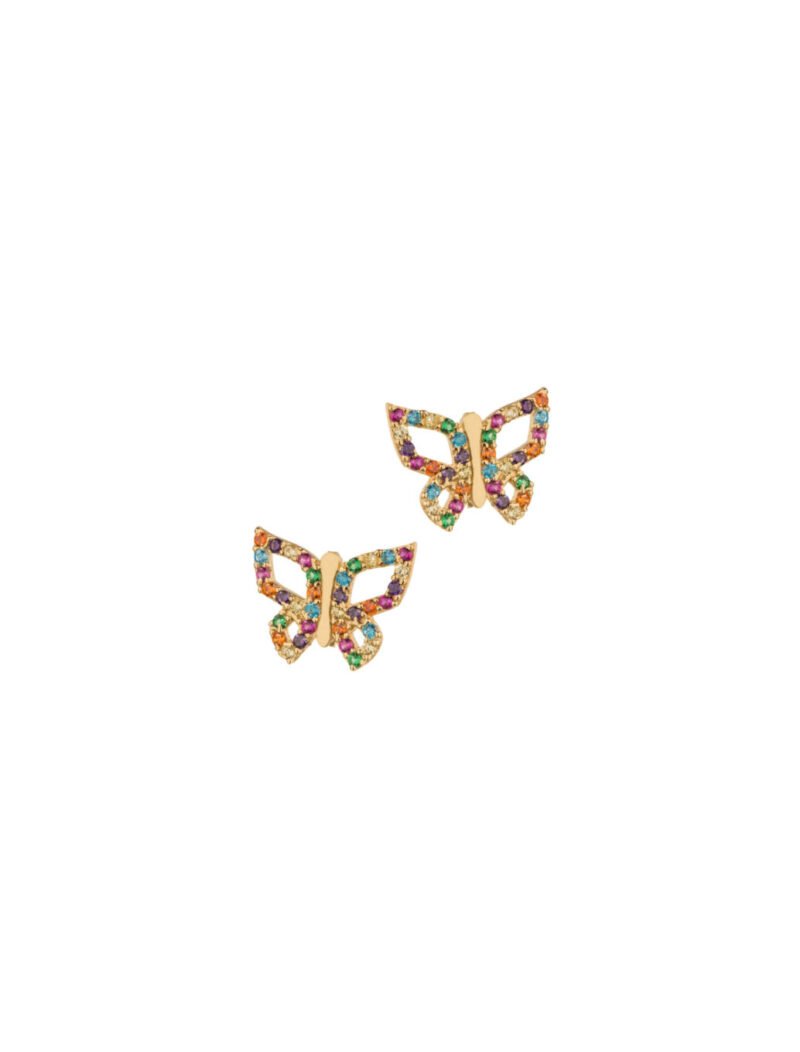 18K Gold Butterfly Rainbow Earrings