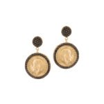 18K Gold Radiant Quarter (1/4) Lira Earrings