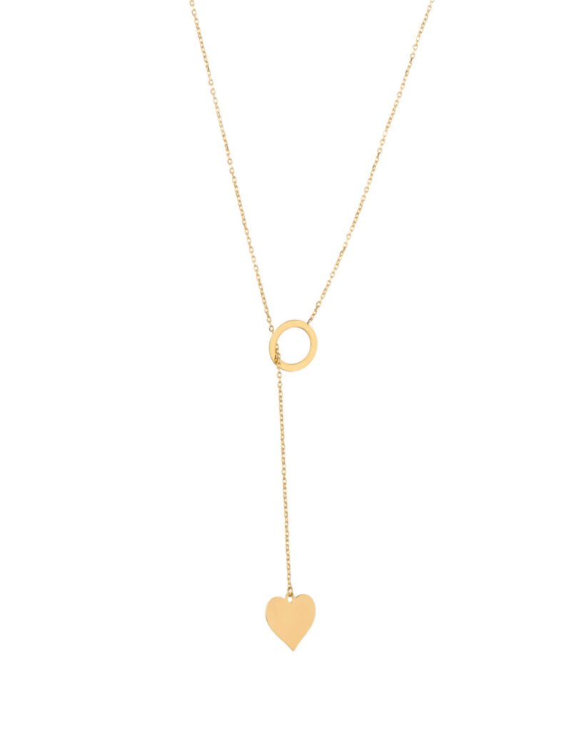 18K Gold Heart Plunge Necklace