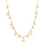 18K Gold Dangling Stars & Circles Necklace