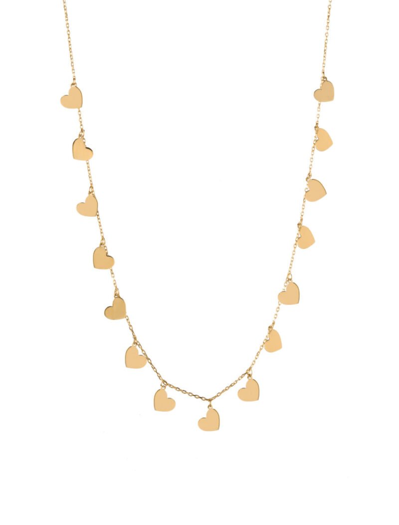 18K Gold Dangling Heart Necklace