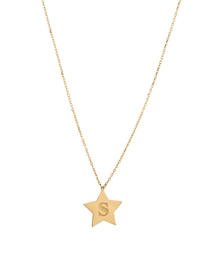 18K Gold Customized Letter Star Necklace