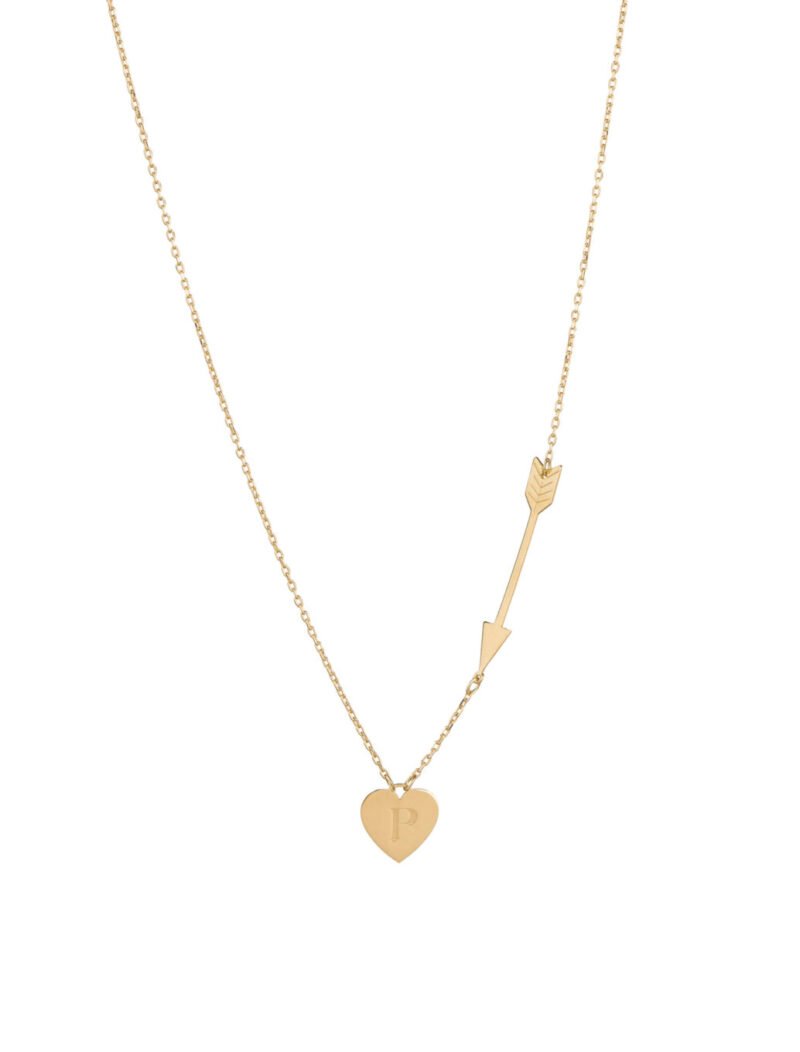 18K Gold Customized Letter Arrow Necklace