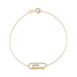 18K Gold Sparkling Paper Clip Bracelet