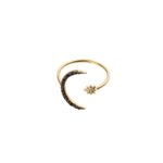 18K Gold Adjustable Moon Star Ring