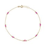 18K Gold Ruby Red Beads Anklet