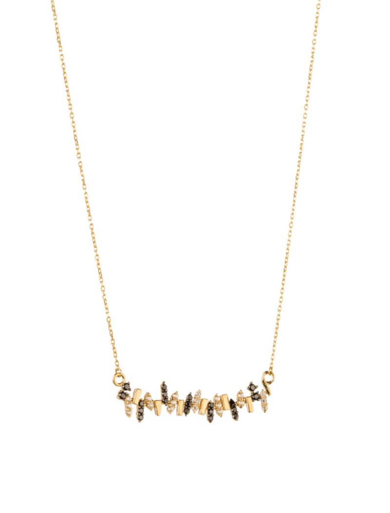 18K Gold Stroked Curve Necklace
