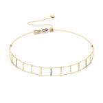 18K Gold Vertical Bars Enamel Chocker With Sliding Ball Clasp