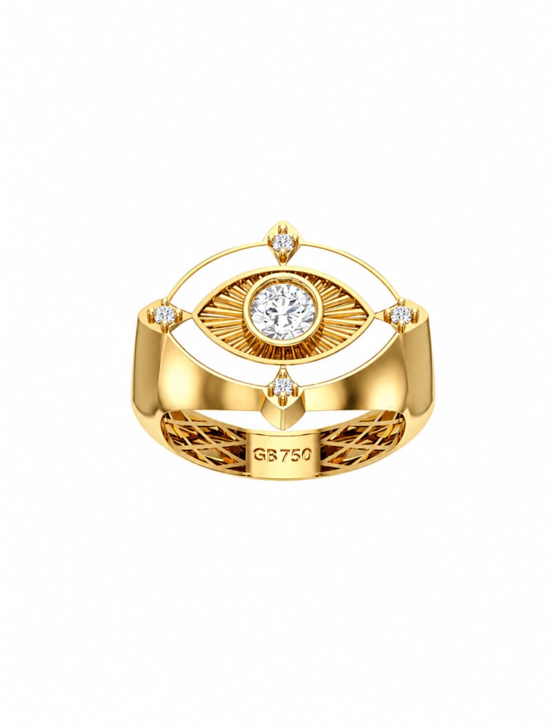 18K Gold Bold Evil Eye Enamel Ring