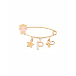 18K Gold Butterfly & Star Newborn Safety Pin
