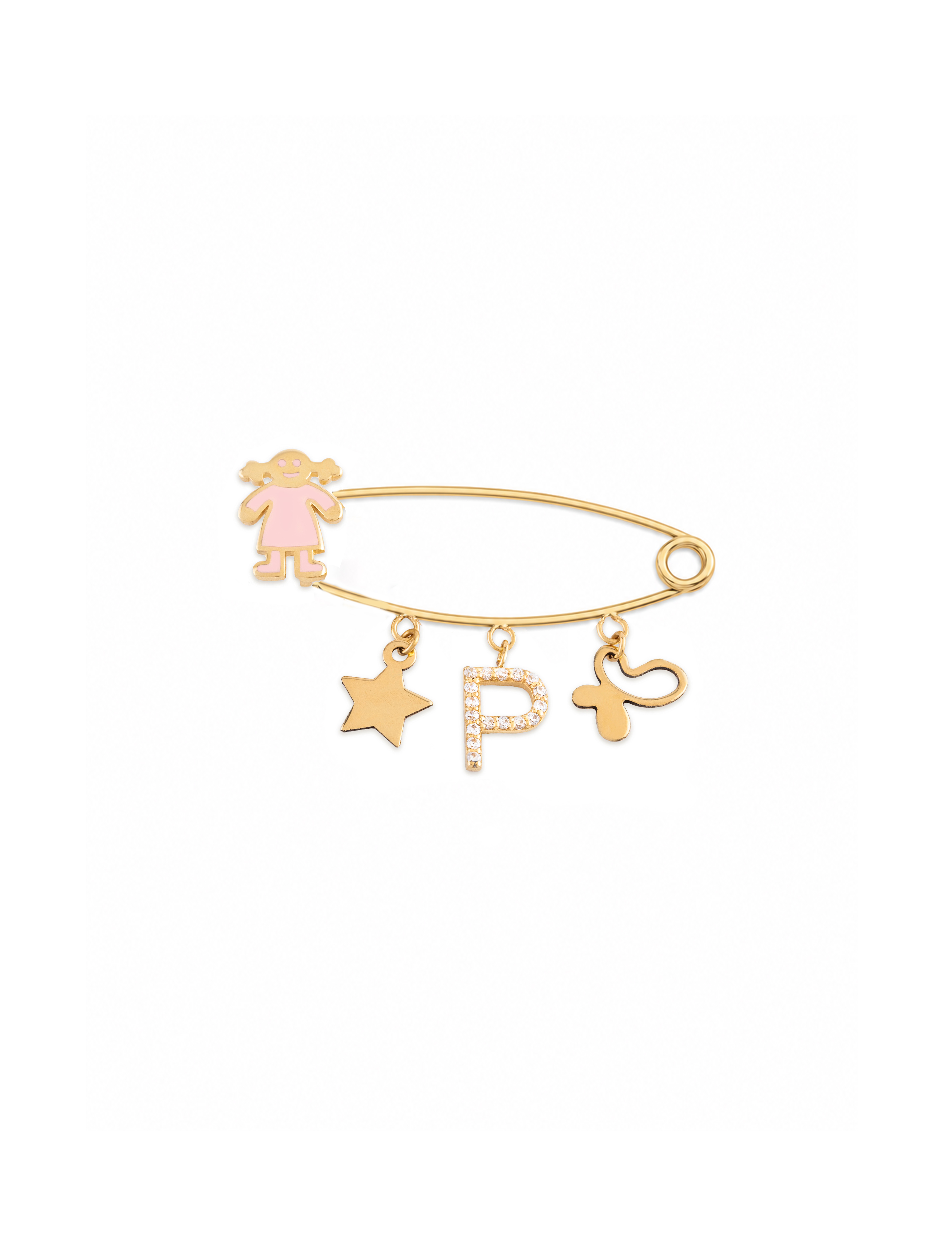 18K Gold Butterfly & Star Newborn Safety Pin - Garo Boyadjian Jewelry