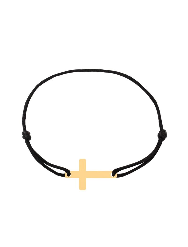 18K Gold Cross Kids' Cord Bracelet