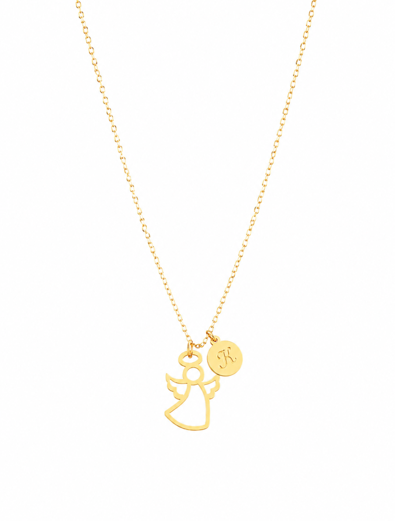 18K Gold Customized Angel Kids Necklace