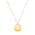 18K Gold Customized Cross Kids Necklace