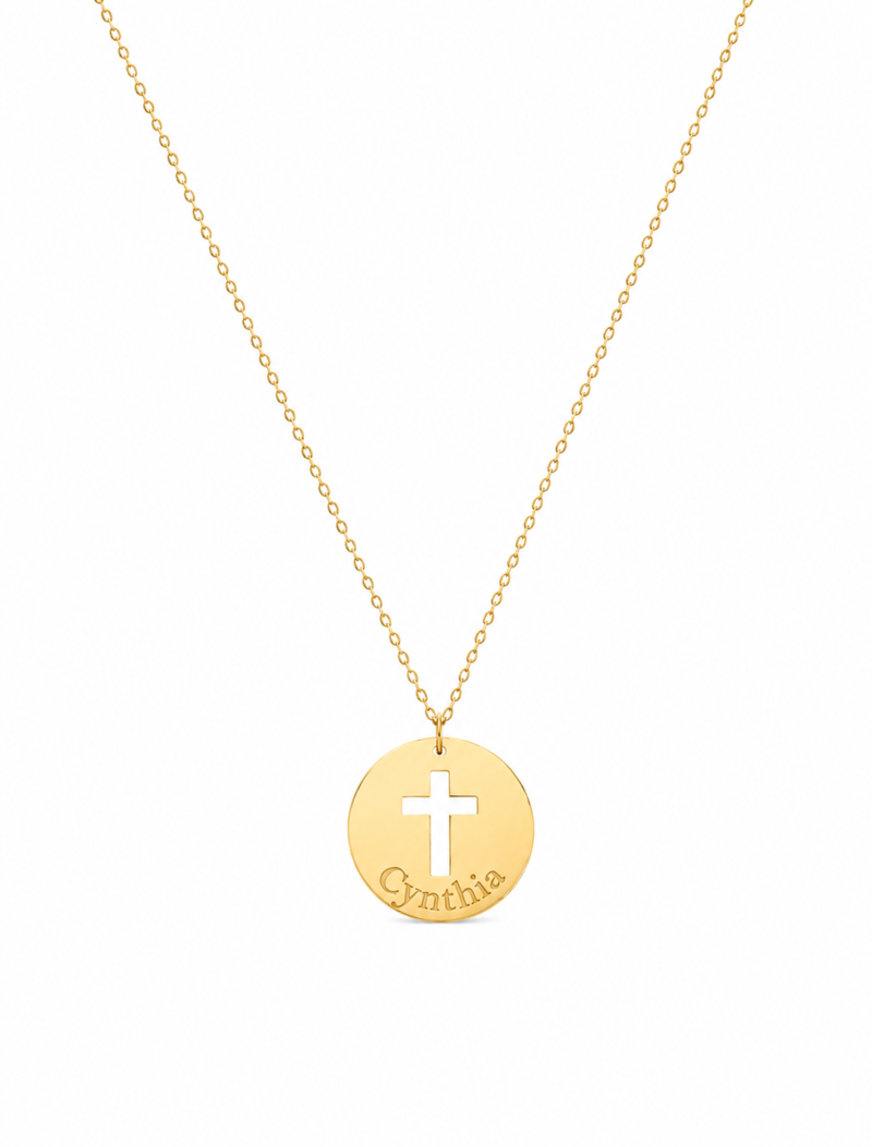 18K Gold Customized Cross Kids Necklace