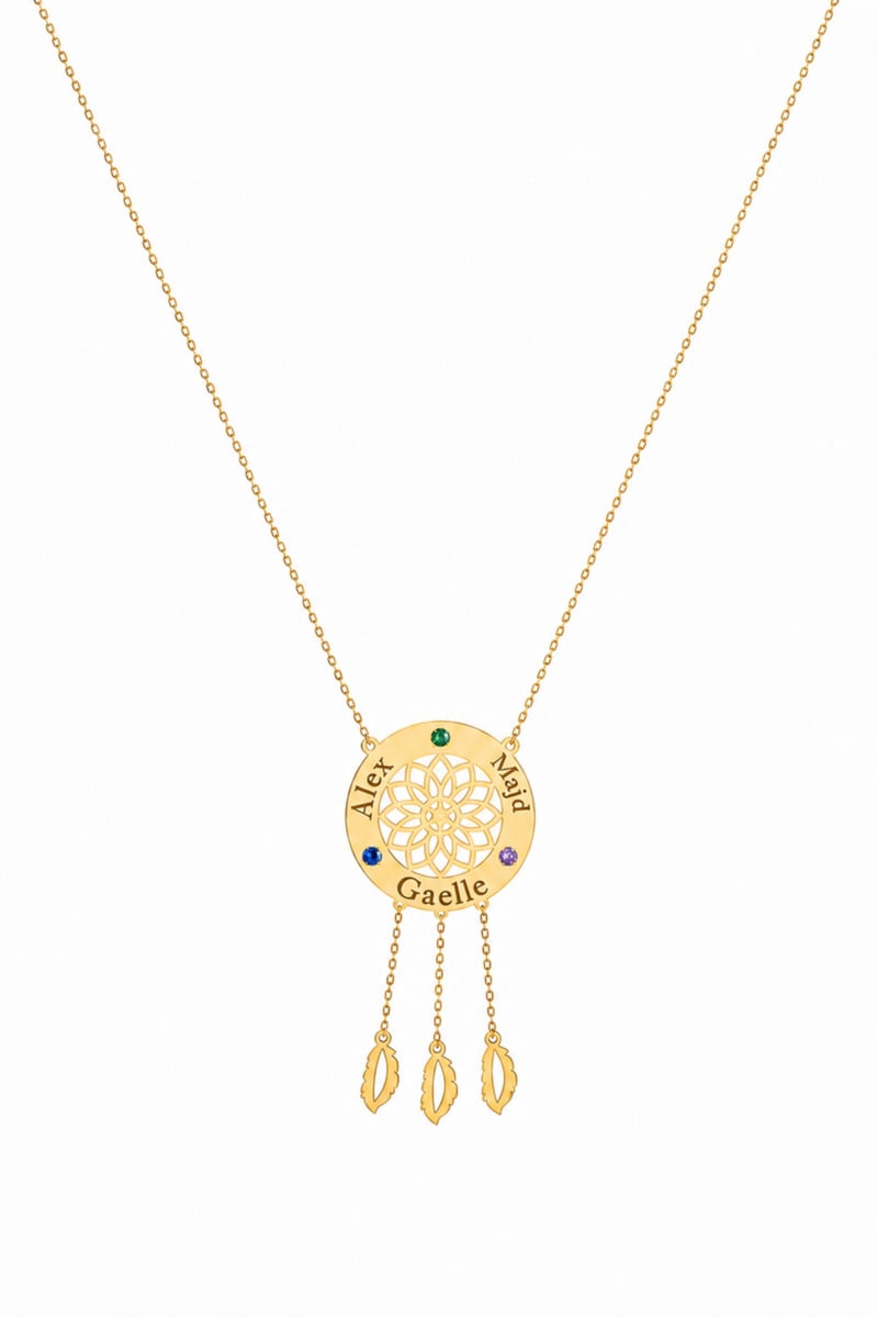 18K Gold Customized Dream Catcher Necklace