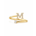 18K Gold Customized Swirl Initial Diamond Ring