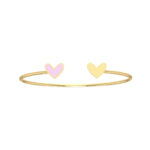 18K Gold Duo Heart Bangle Flex Bracelet