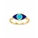 18K Gold Enamel Evil Eye Ring