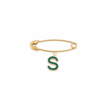 18K Gold Enamel Initial Newborn Safety Pin
