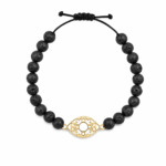18K Gold Evil Eye Volcano Beads Men Bracelet