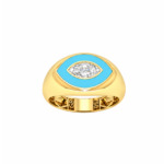 18K Gold Eye Gem Signet Ring