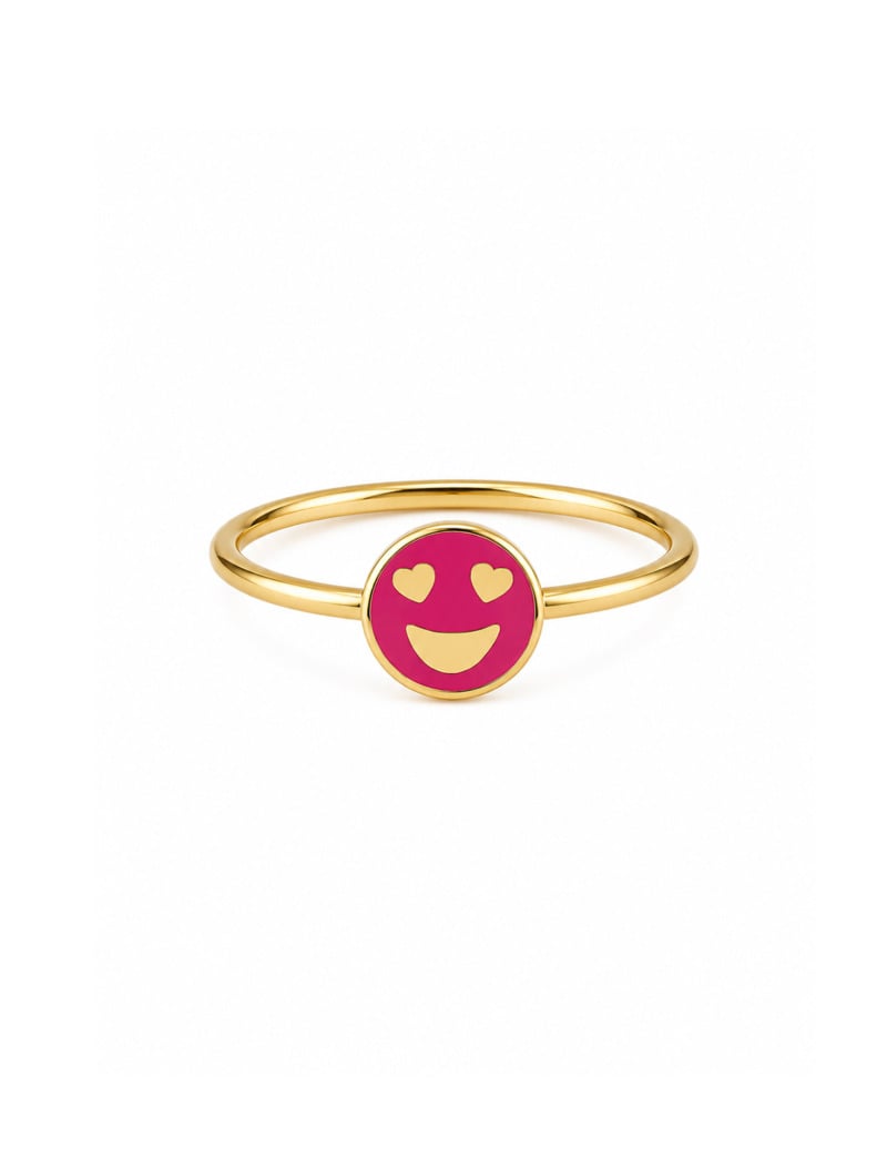 18K Gold Heart Eyes Emoji Ring