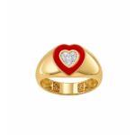 18K Gold Heart Gem Signet Ring